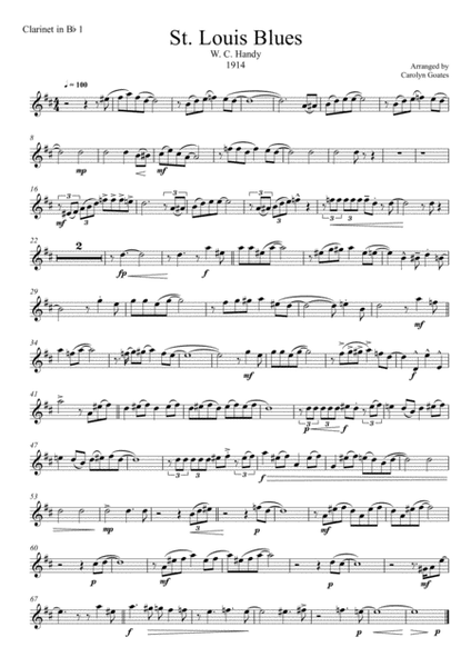 St. Louis Blues (Handy) for Clarinet choir in 4 parts image number null