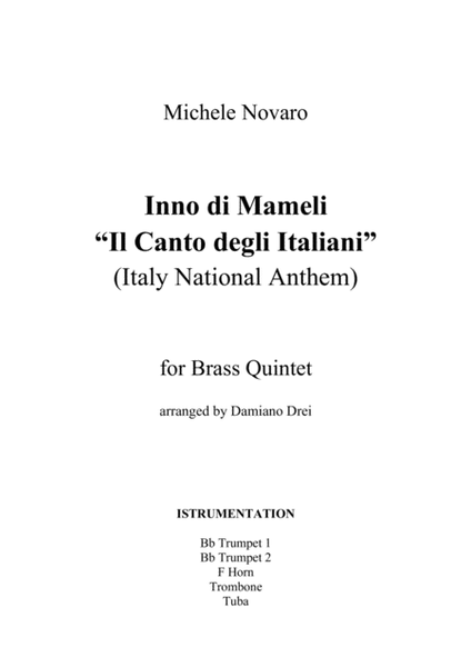Inno di Mameli (Il Canto degli Italiani, Italy National Anthem) for Brass Quintet image number null