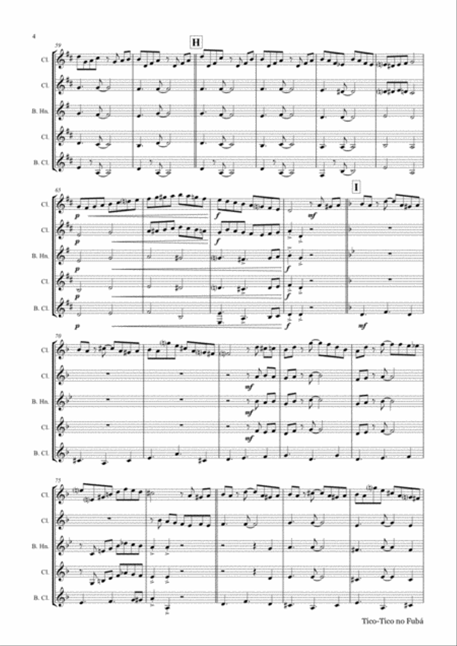 Tico-Tico no Fubá - Choro - Clarinet Quartet Clarinet Quartet scores gallery preview page 5