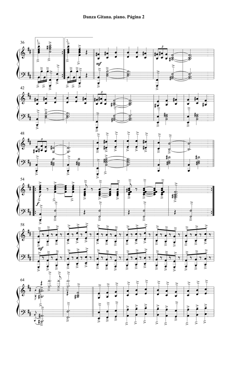 Danza gitana (1909) por Francisco Alonso para Piano Solo Piano Solo scores gallery preview page 2
