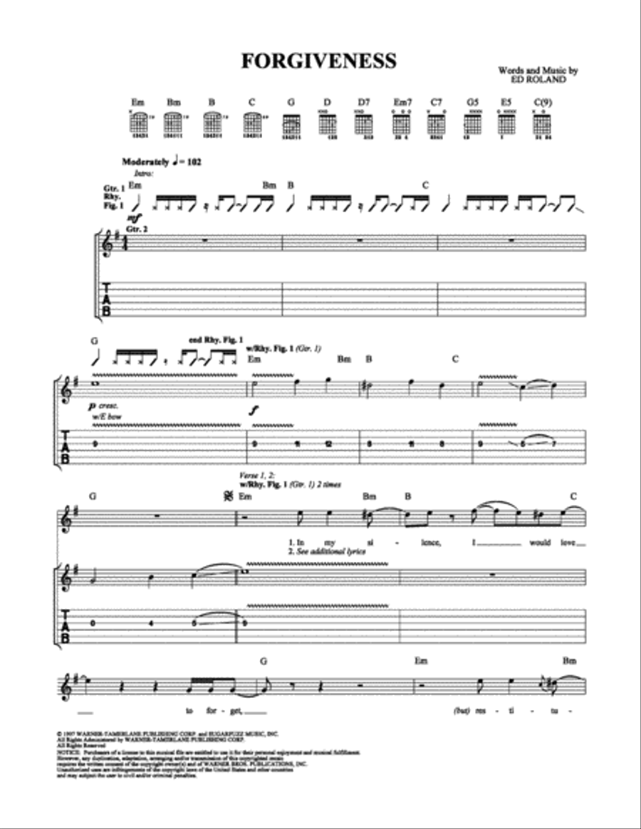 Forgiveness Electric Guitar scores gallery preview page 1