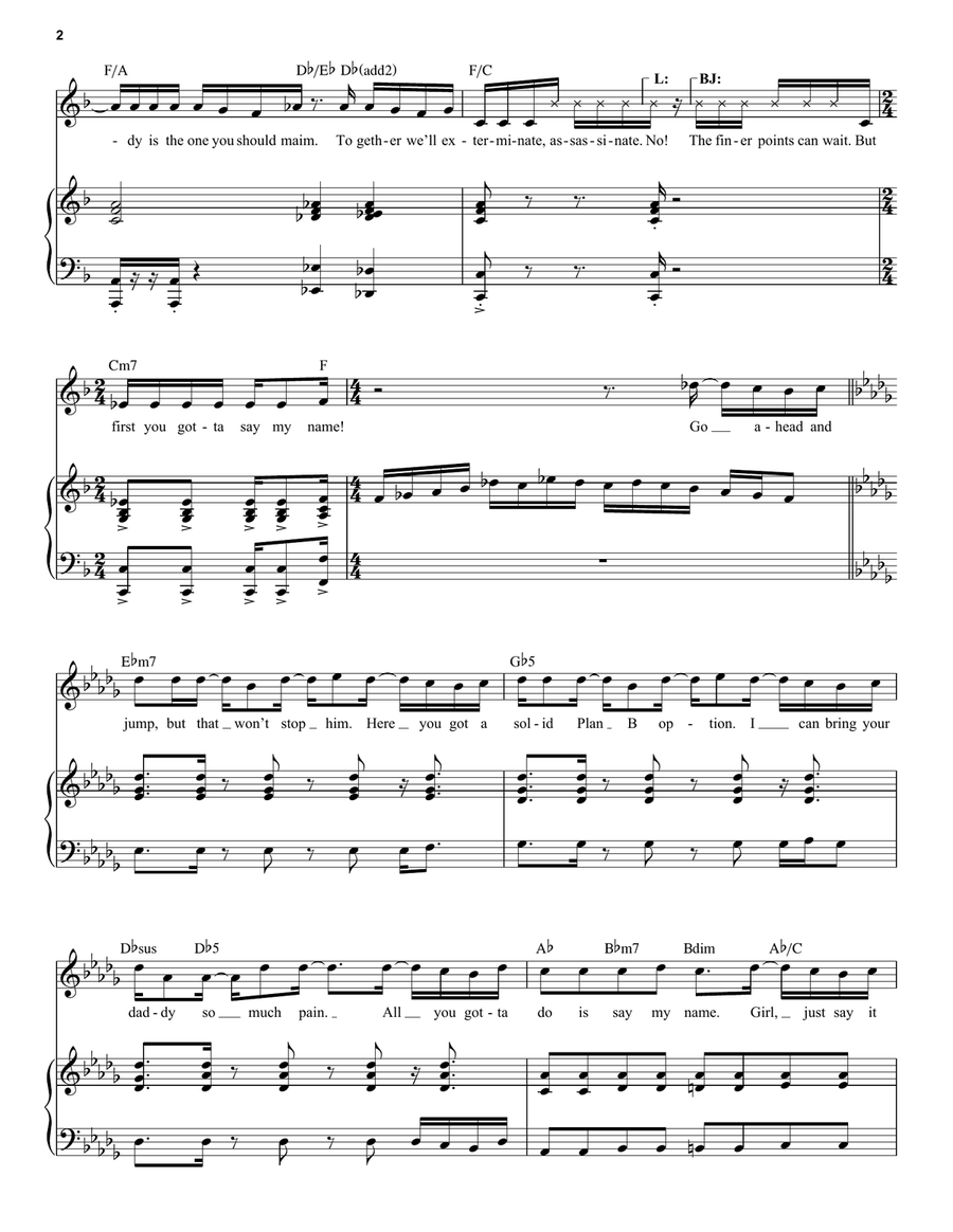 Say My Name (from Beetlejuice The Musical) Piano, Vocal scores gallery preview page 2
