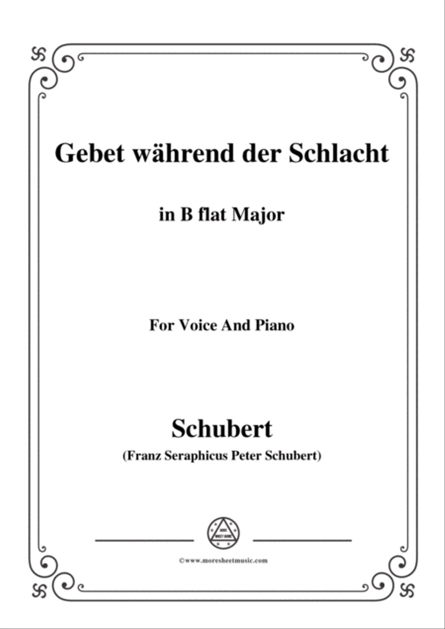 Schubert-Gebet während der Schlacht,in B flat Major,for Voice&Piano Voice scores gallery preview page 1