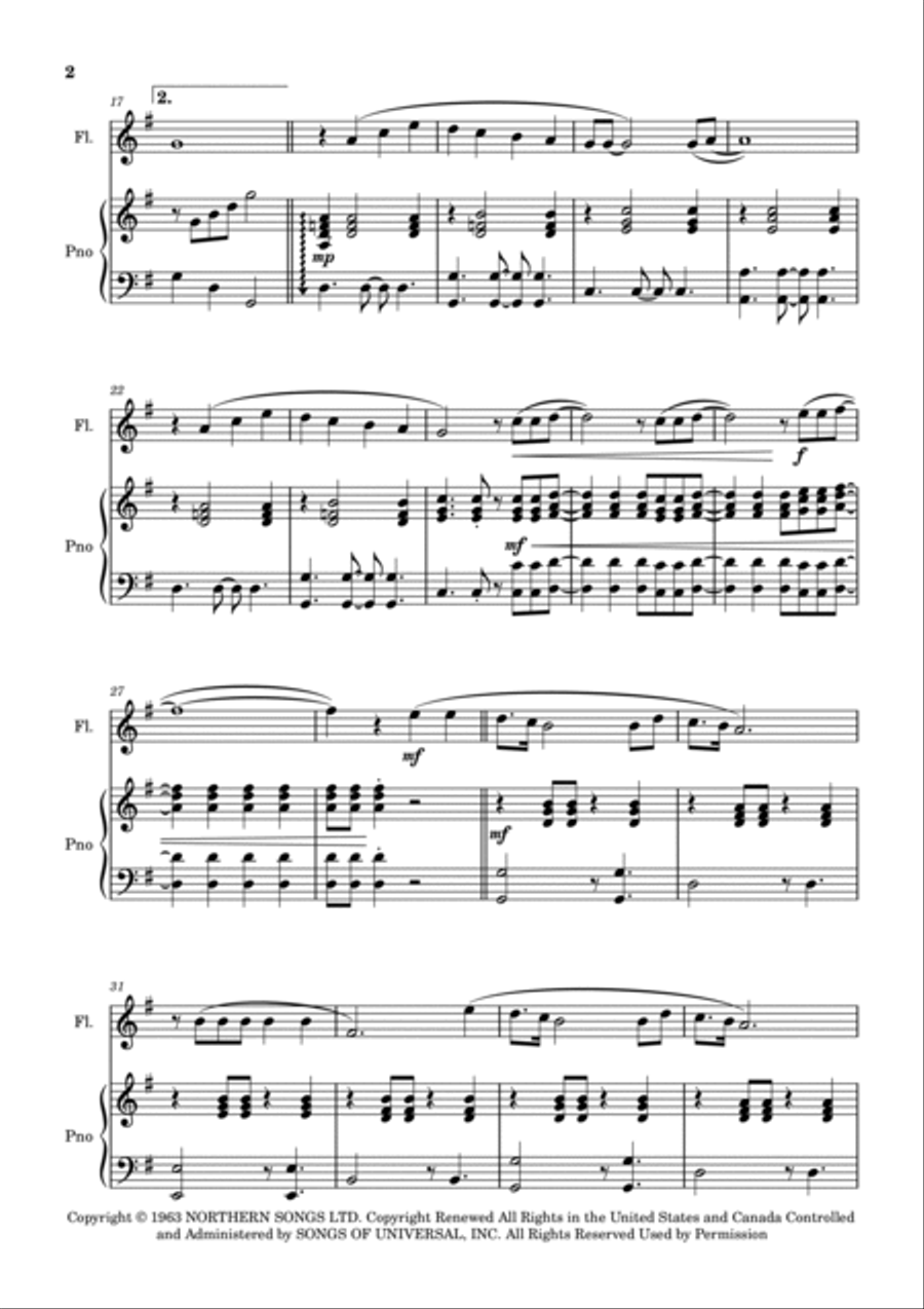 I Want To Hold Your Hand Flute Solo scores gallery preview page 2