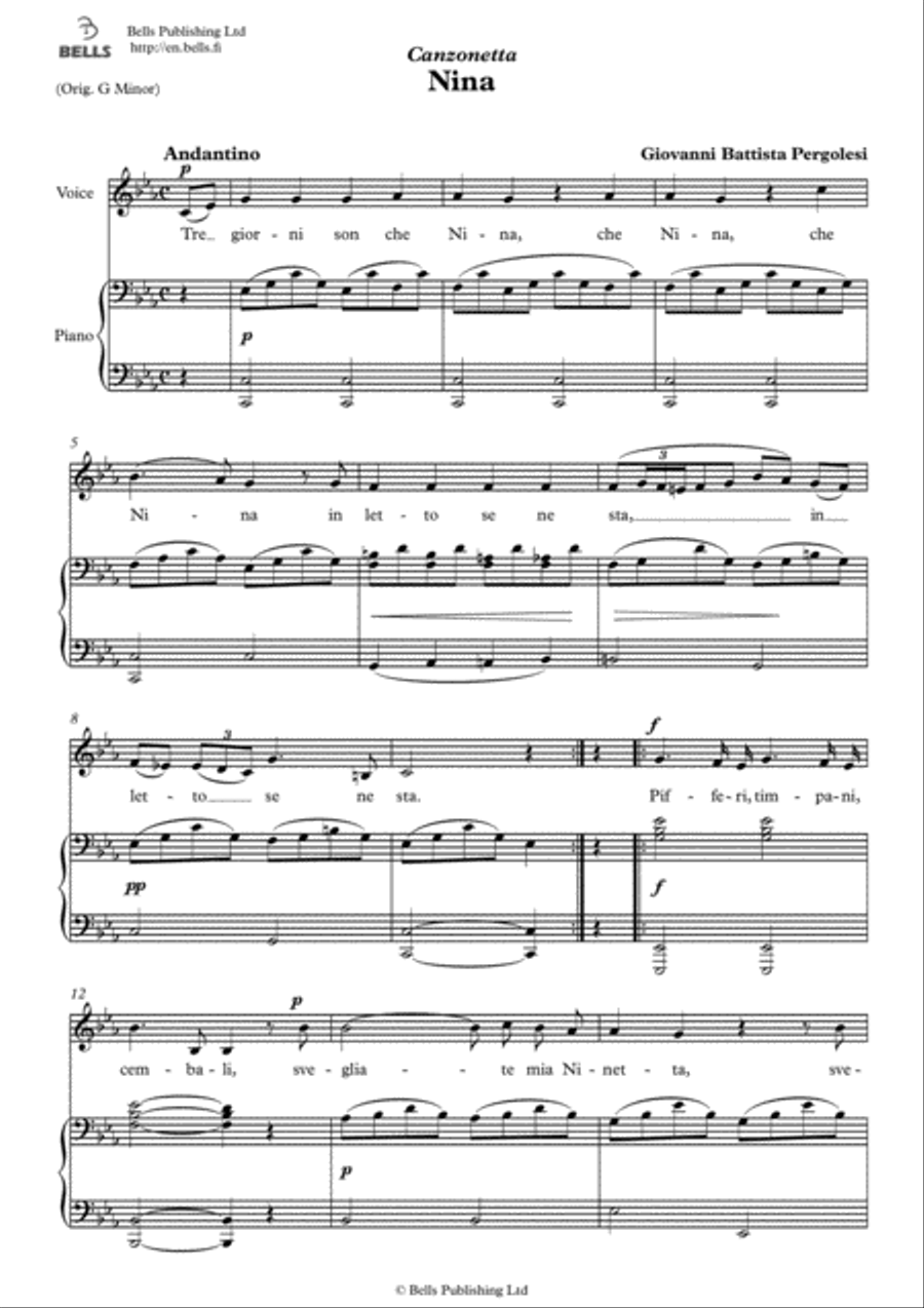 Nina (C minor) Voice Solo scores gallery preview page 1