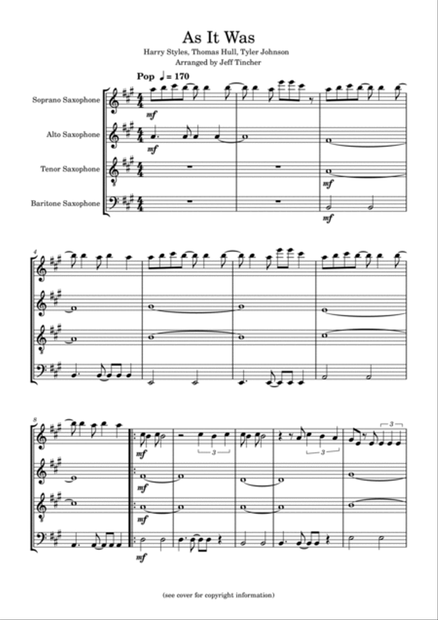 As It Was Woodwind Quartet scores gallery preview page 2