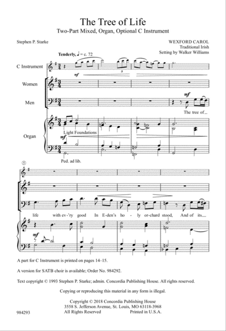 The Tree of Life (Williams) - Two-Part 2-Part scores gallery preview page 2
