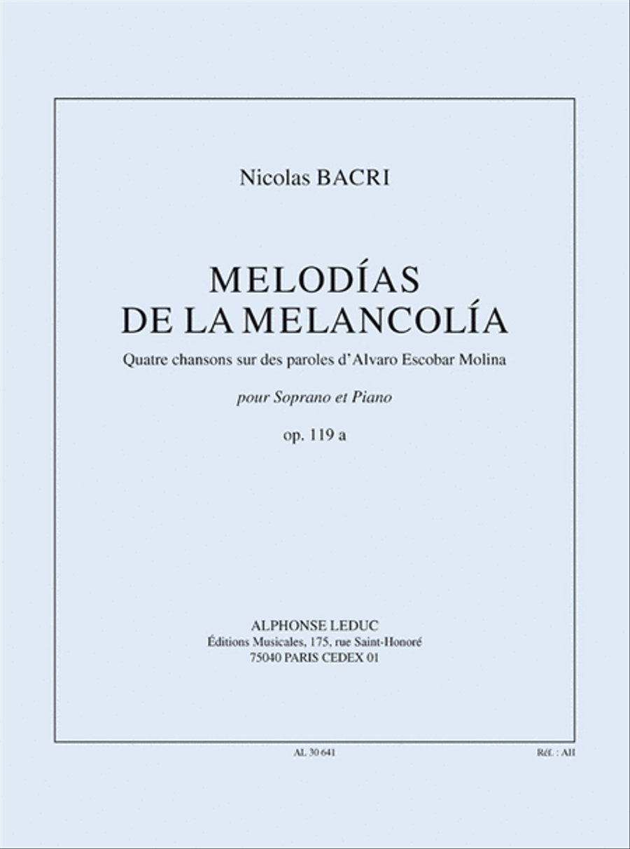 Melodias De La Melancolia (15') 4 Chansons Sur Des Paroles D'alvaro Escobar Mol Cello scores gallery preview page 1