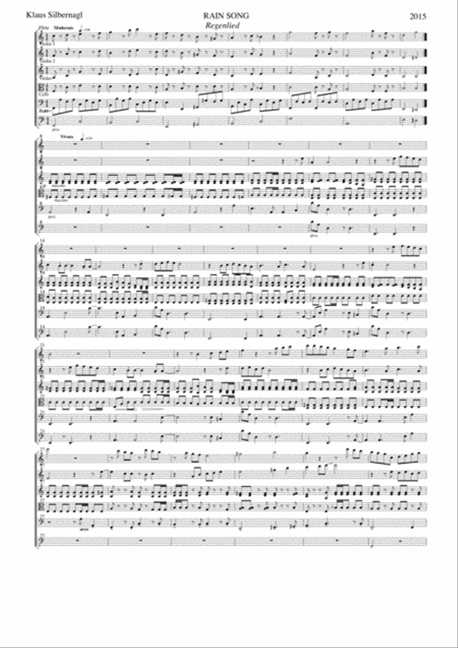 Rain Song, Romance for Flute and Strings Chamber Orchestra scores gallery preview page 1