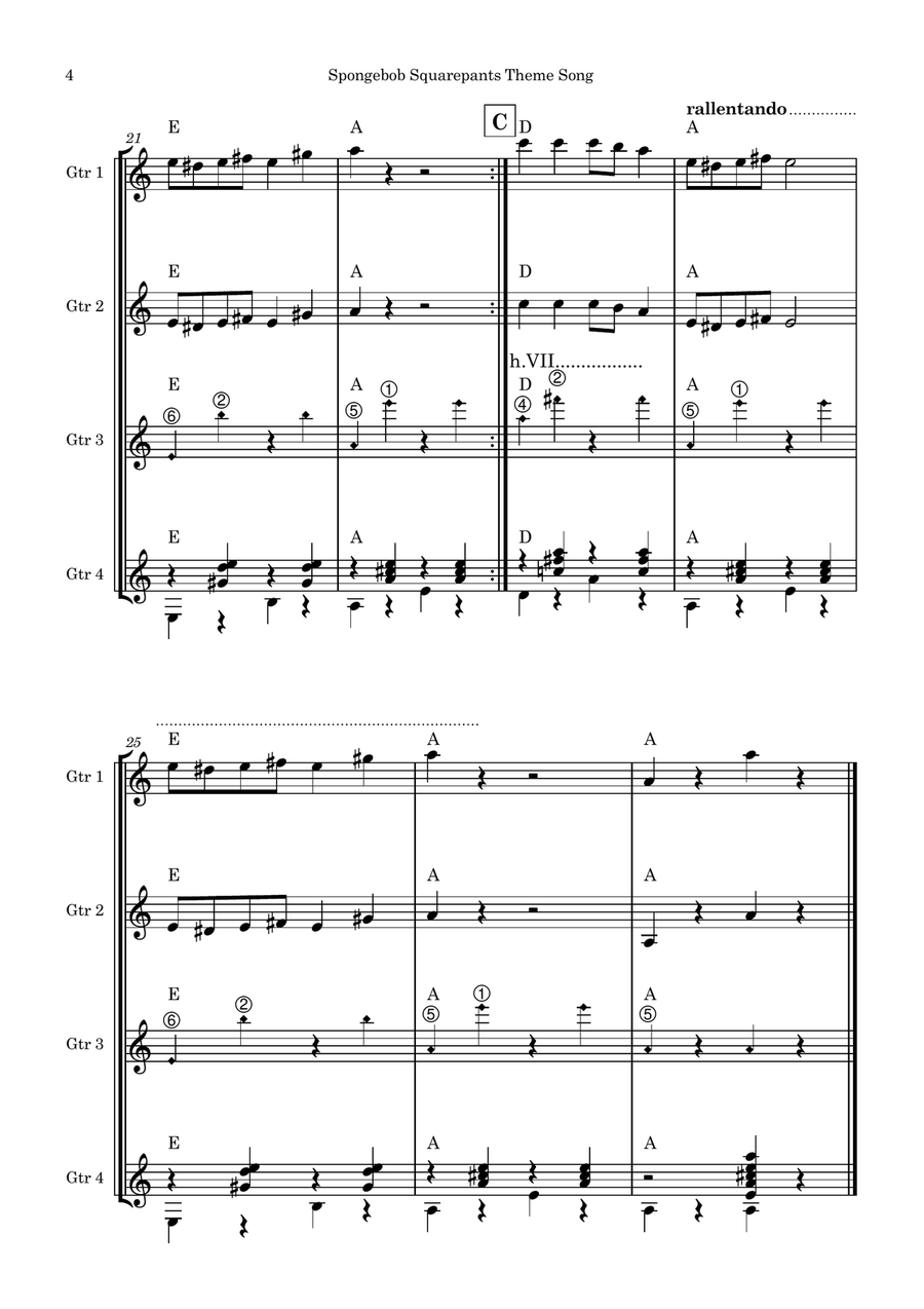 Spongebob Squarepants - End Title Theme Guitar Ensemble scores gallery preview page 4