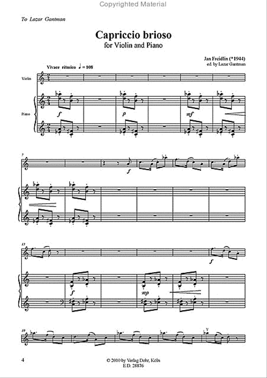 Capriccio brioso für Violine und Klavier (2008) Violin Solo scores gallery preview page 2
