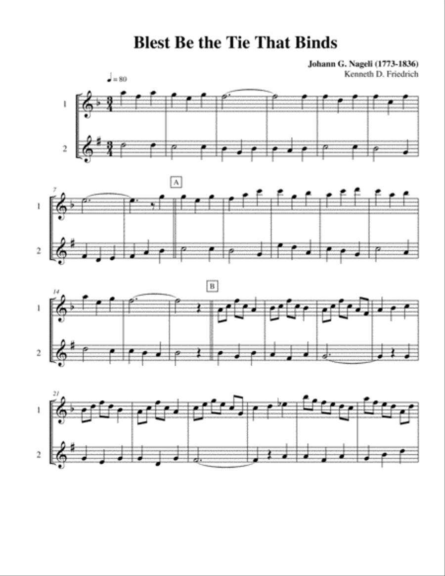 Ten Selected Hymns for the Performing Duet, Vol. 2 - flute and clarinet (bass clarinet) Woodwind Duet scores gallery preview page 5