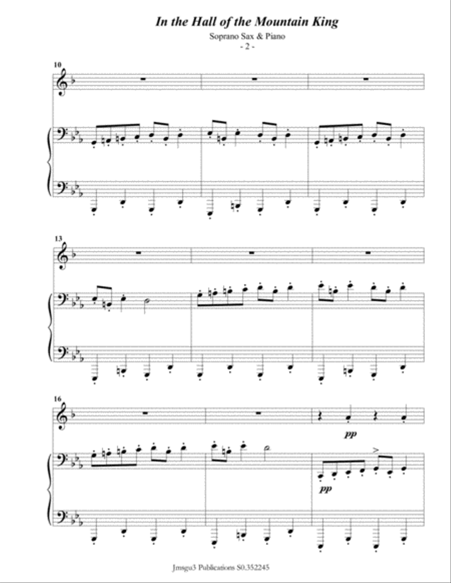 Grieg: Hall of the Mountain King from Peer Gynt Suite for Soprano Sax & Piano Soprano Saxophone scores gallery preview page 3