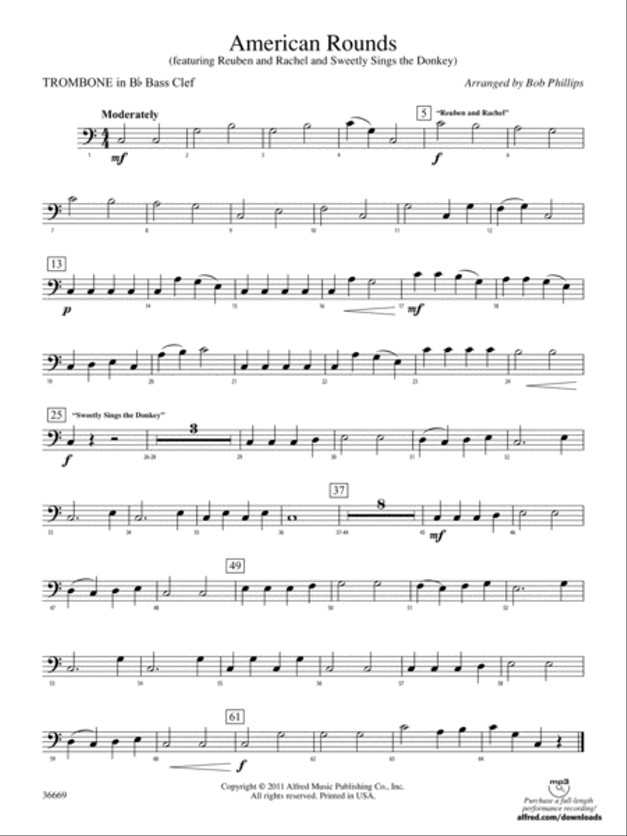 American Rounds: (World Part) 1st B-flat Trombone B.C. Concert Band scores gallery preview page 1