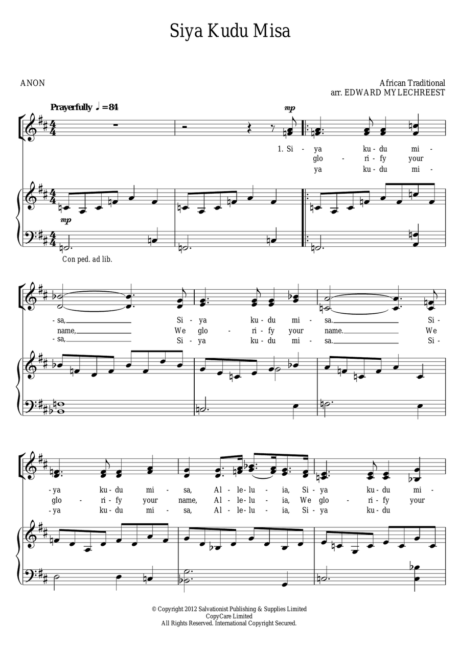 Siya Kuda Misa Piano, Vocal scores gallery preview page 1