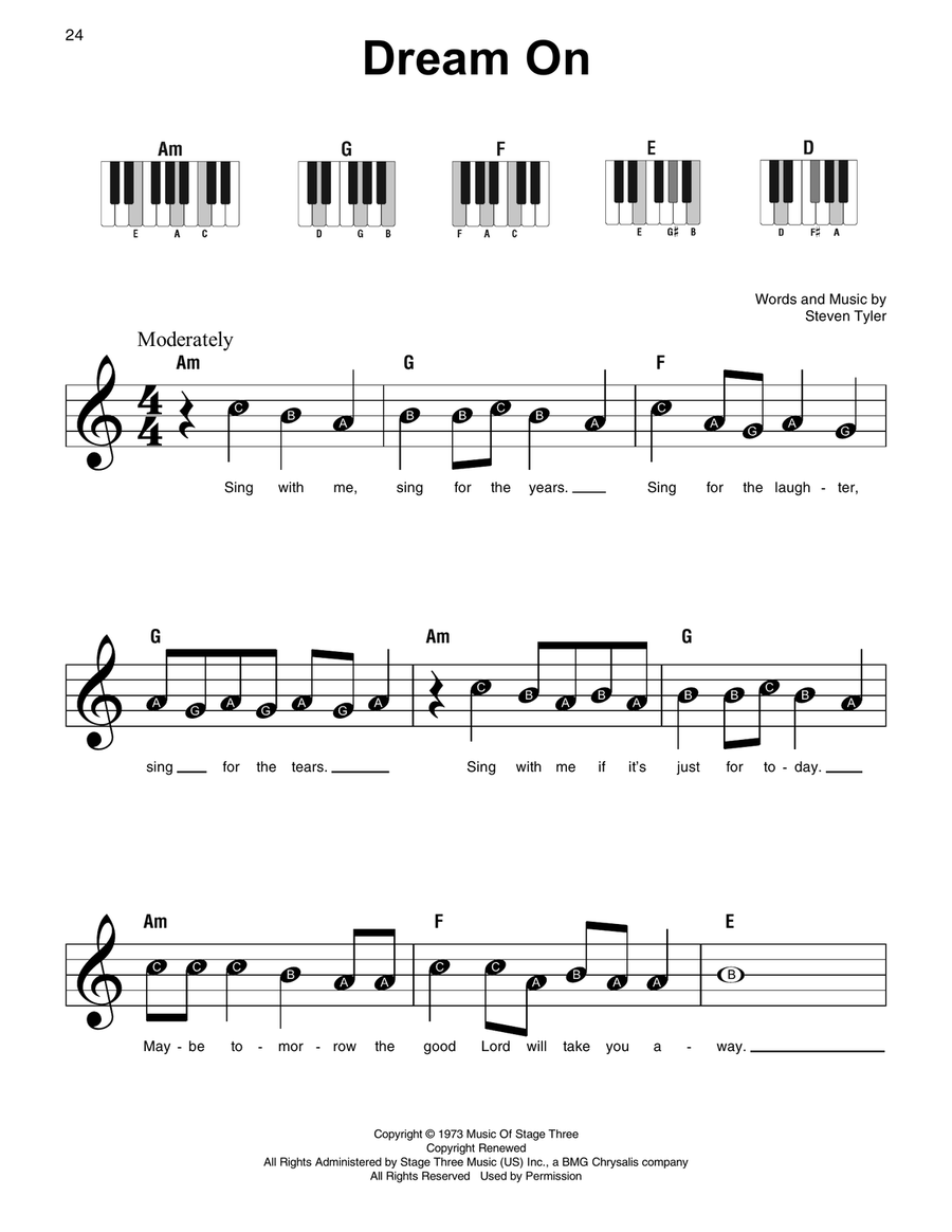 Dream On Easy Piano scores gallery preview page 1