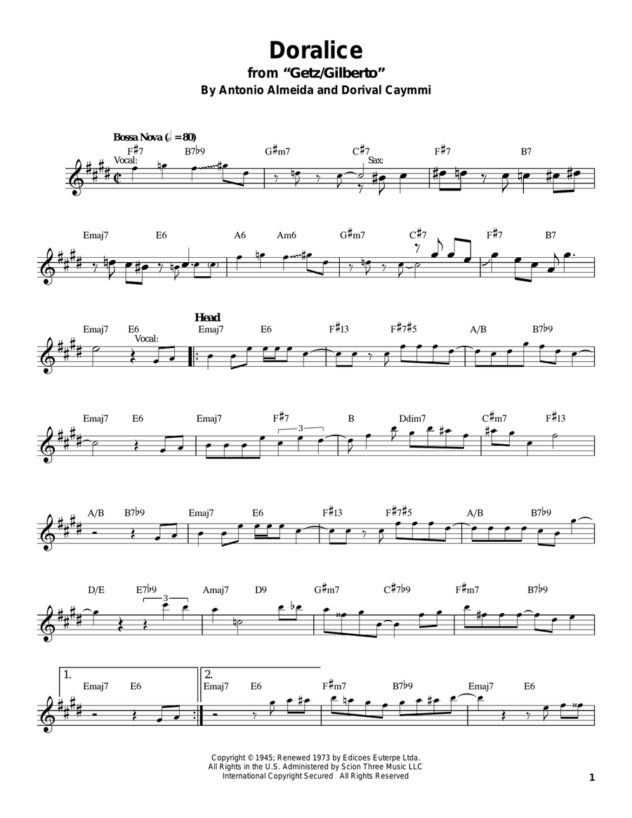 Doralice Doralice Tenor Saxophone scores gallery preview page 1