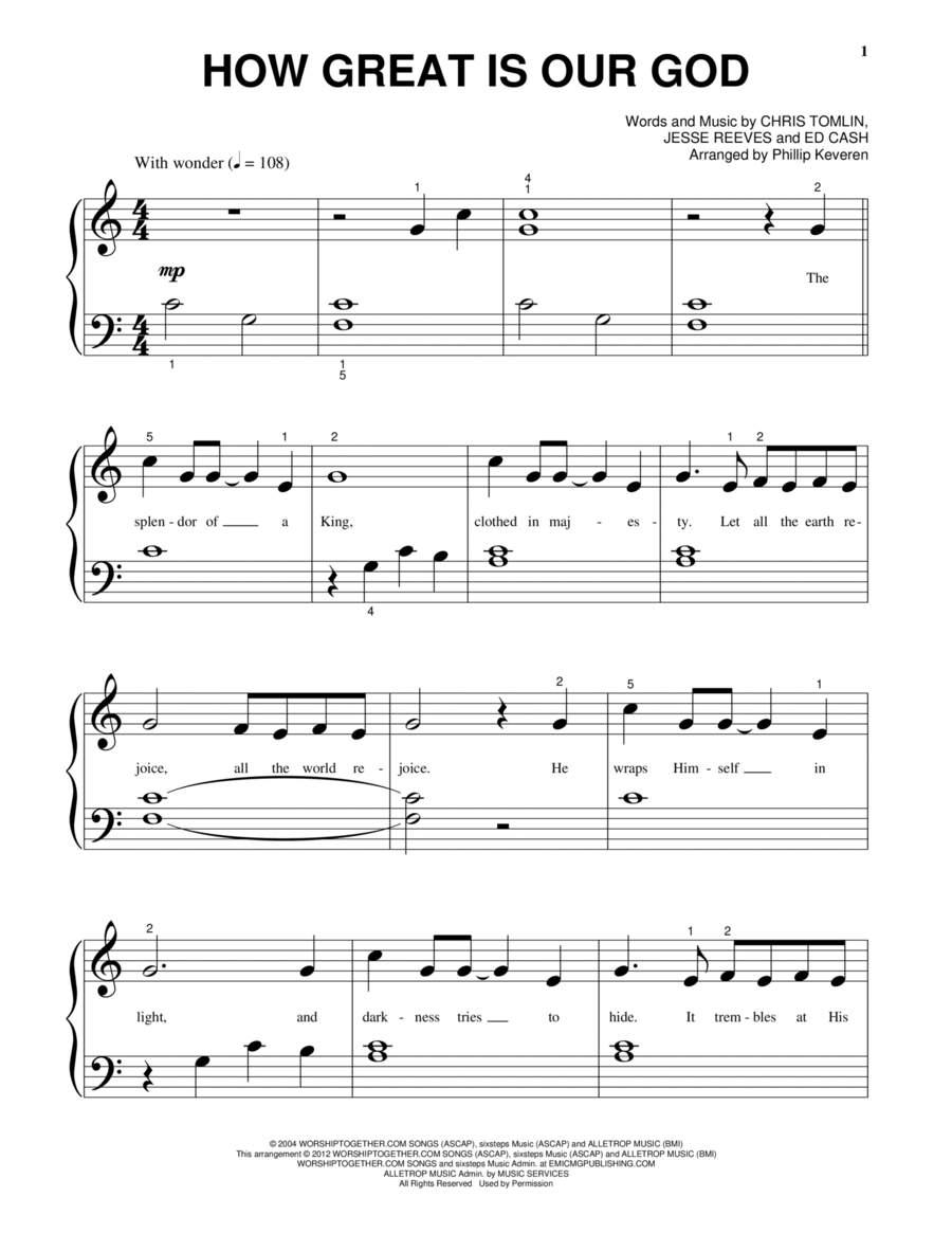 How Great Is Our God How Great Is Our God Easy Piano scores gallery preview page 1