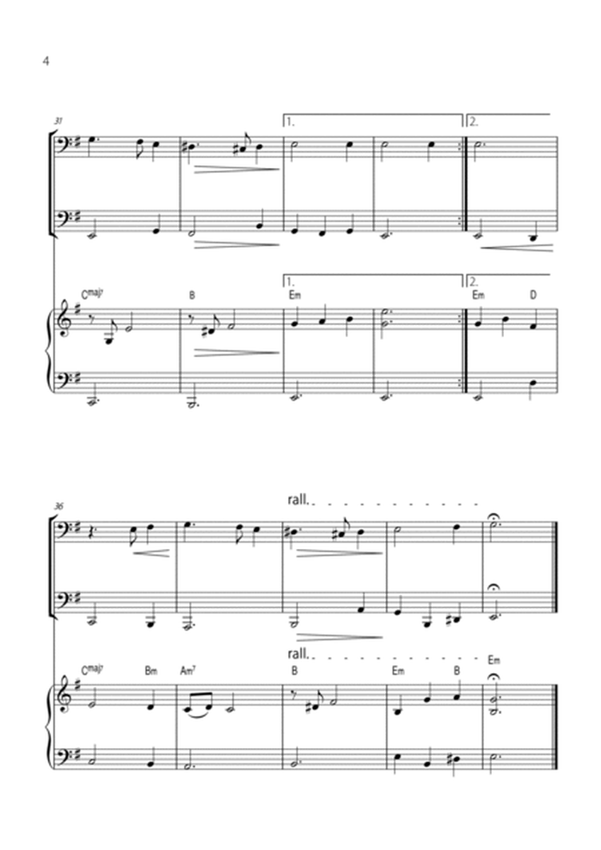 "Green Sleeves" - Beautiful easy version for TROMBONE & TUBA DUET with PIANO image number null