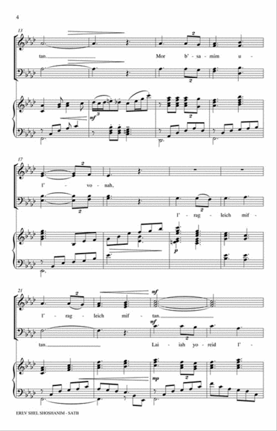 Erev Shel Shoshanim (Evening of Roses) 4-Part scores gallery preview page 3