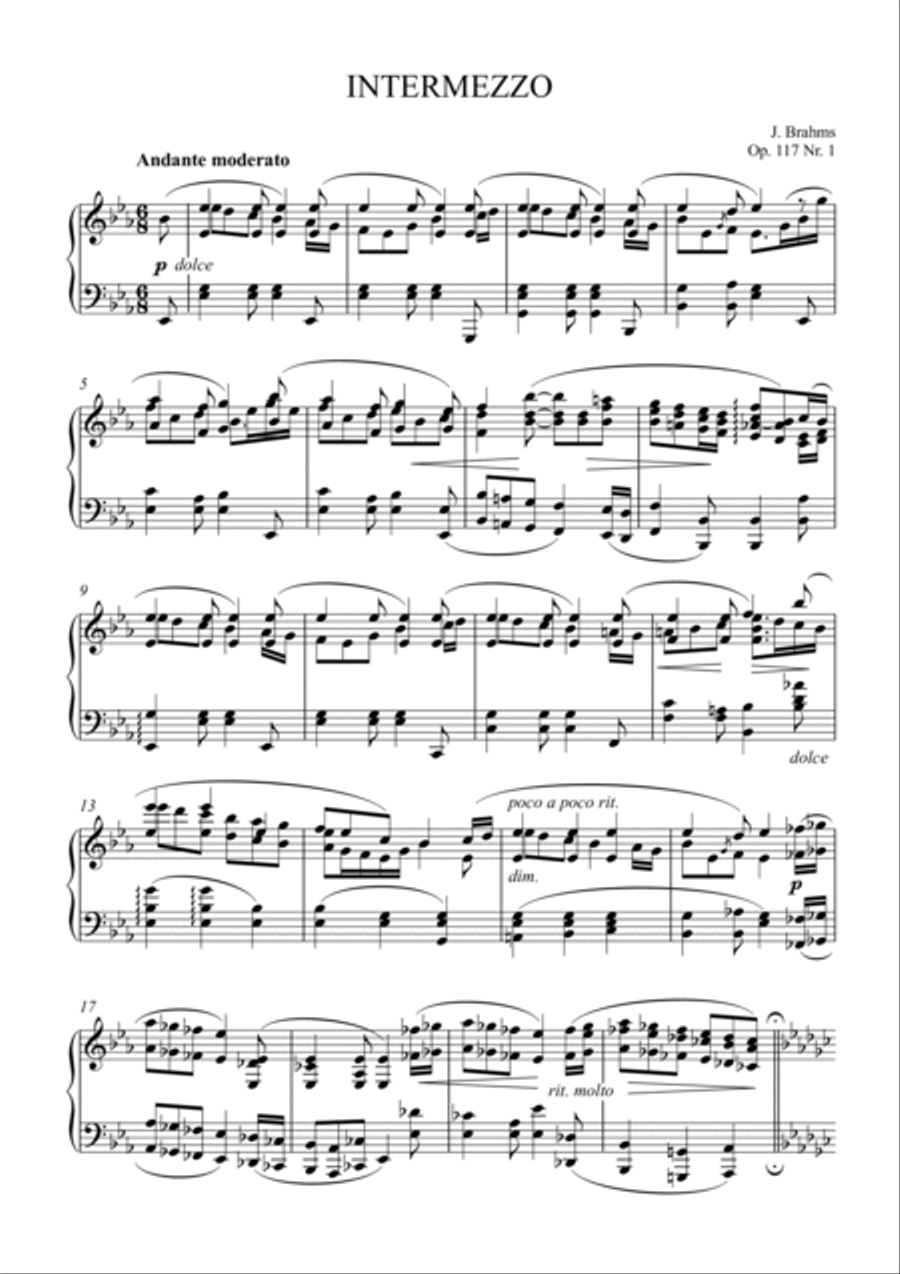 Brahms - Intermezzo E flat major op. 117 NO.1 Piano Solo scores gallery preview page 2