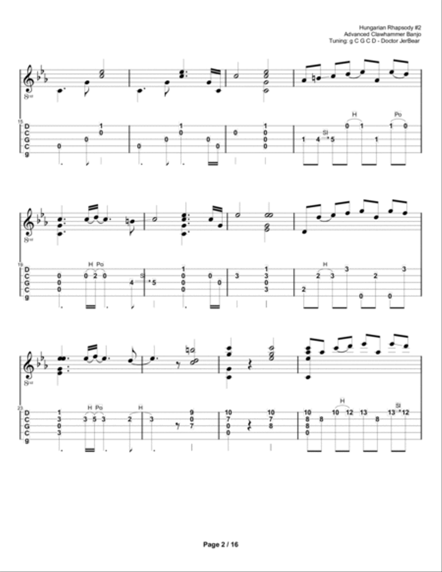 Doctor JerBear--Hungarian Rhapsody #2--Advanced Clawhammer Banjo Banjo scores gallery preview page 2