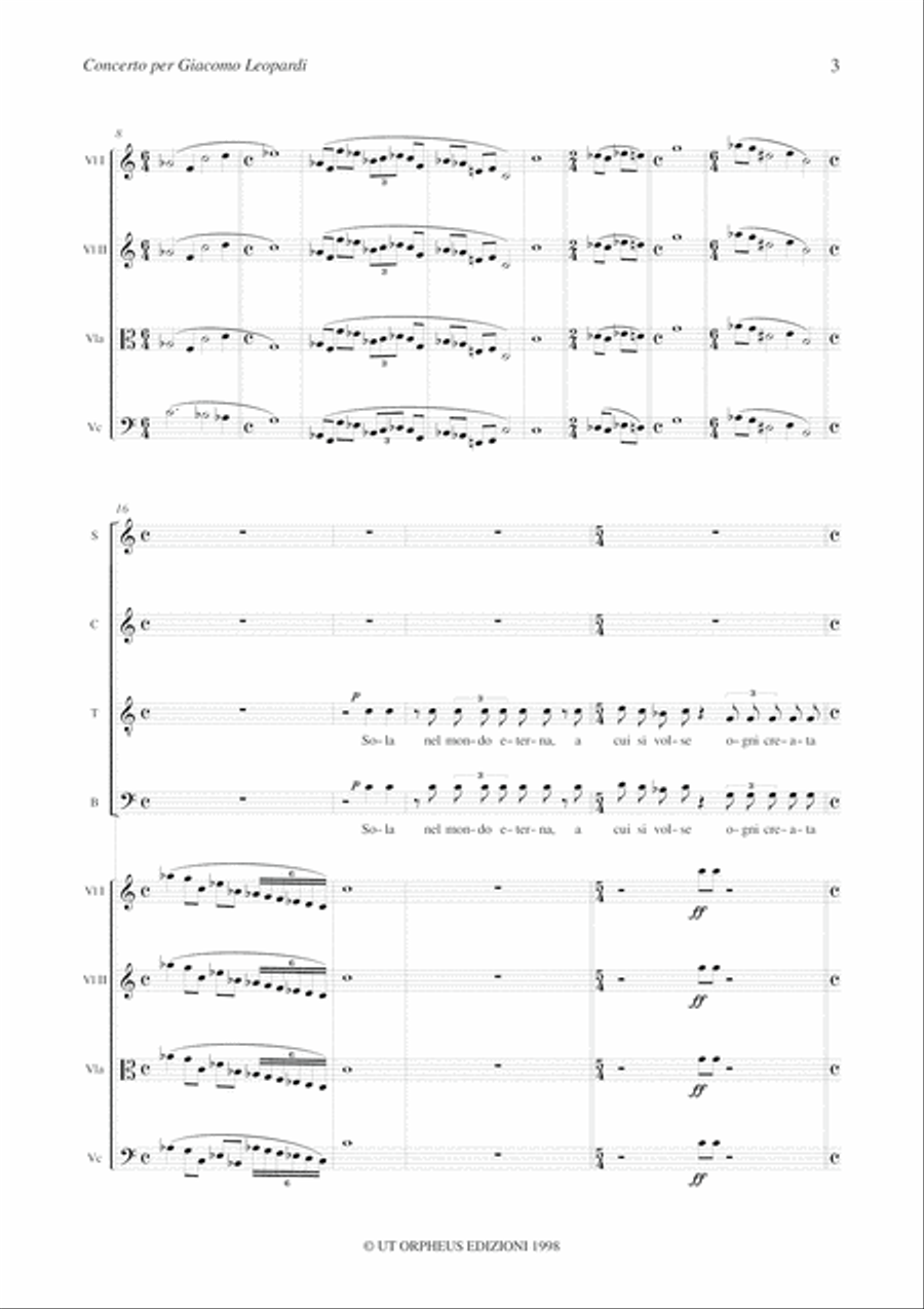 Concerto for Giacomo Leopardi for Choir and String Quartet (1996-97) Choir scores gallery preview page 3
