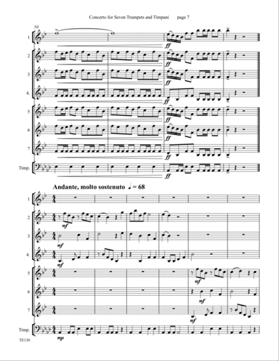 Concerto for Seven Trumpets and Timpani for Trumpet Ensemble (two complete editions, Ab & F concert) Chamber Music scores gallery preview page 3