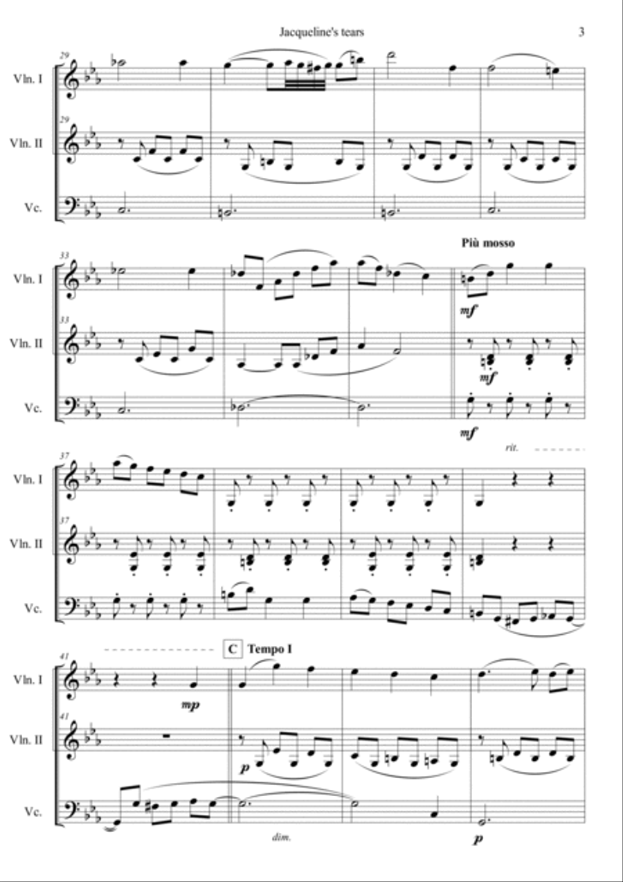 Jacqueline's Tears String Trio scores gallery preview page 3