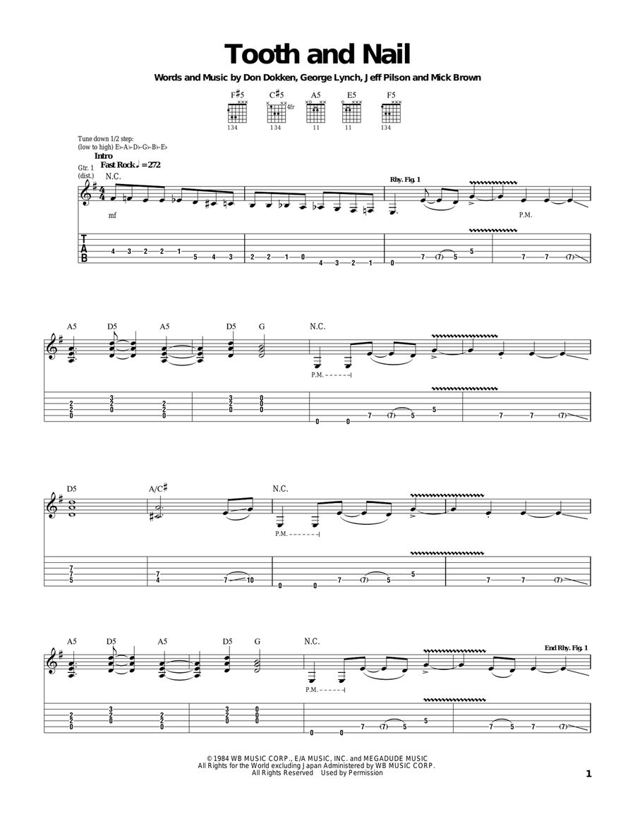 Tooth And Nail by George Lynch - Electric Guitar - Digital Sheet