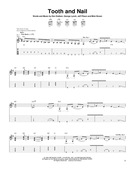 Tooth And Nail by George Lynch - Electric Guitar - Digital Sheet