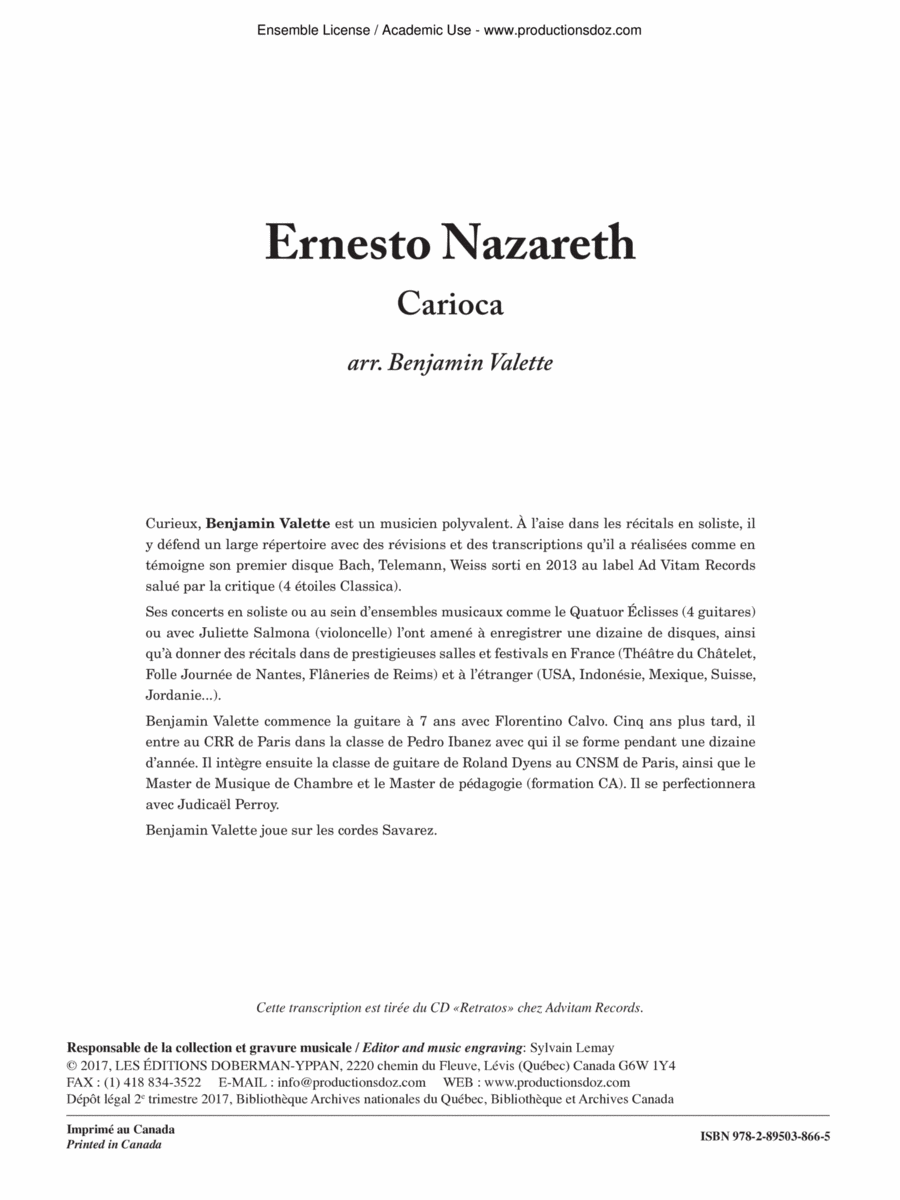 Carioca Carioca Classical Guitar scores gallery preview page 1