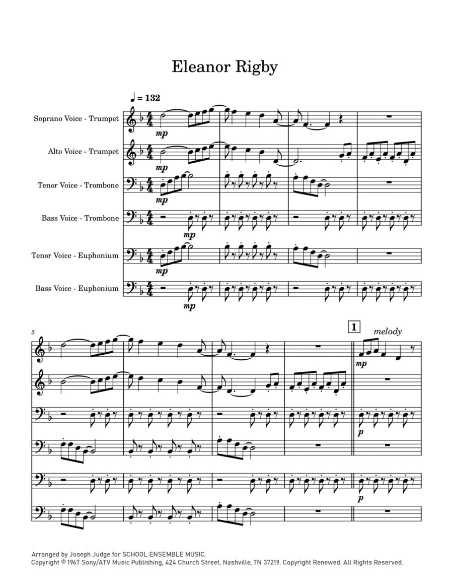 Eleanor Rigby Chamber Music scores gallery preview page 1