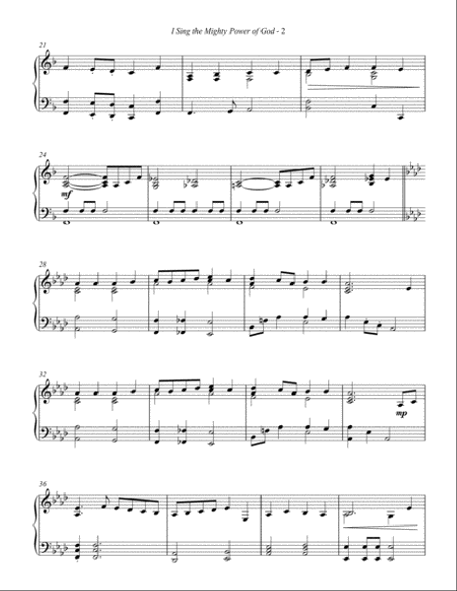I Sing the Mighty Power of God (solo piano) Piano Solo scores gallery preview page 3