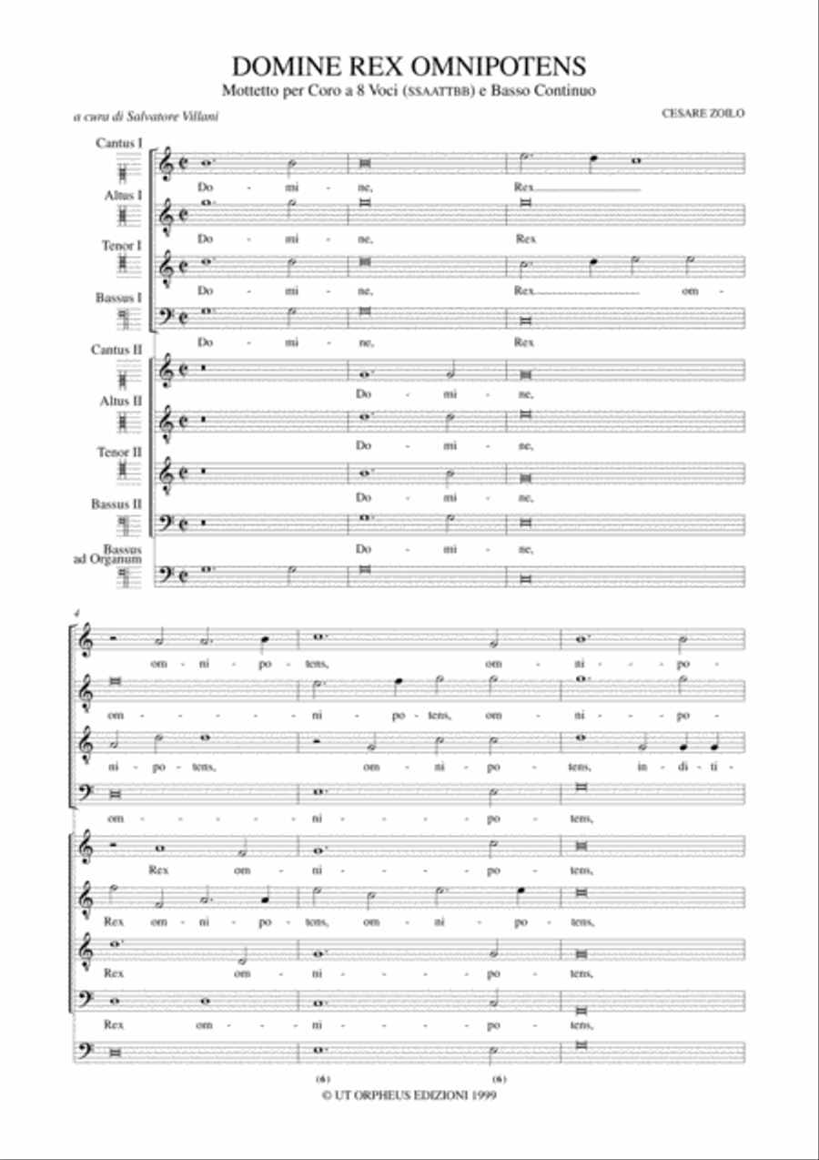 Domine Rex Omnipotens. Motet (Roma 1607) for 8-part Choir (SATB-SATB) and Continuo 4-Part scores gallery preview page 2