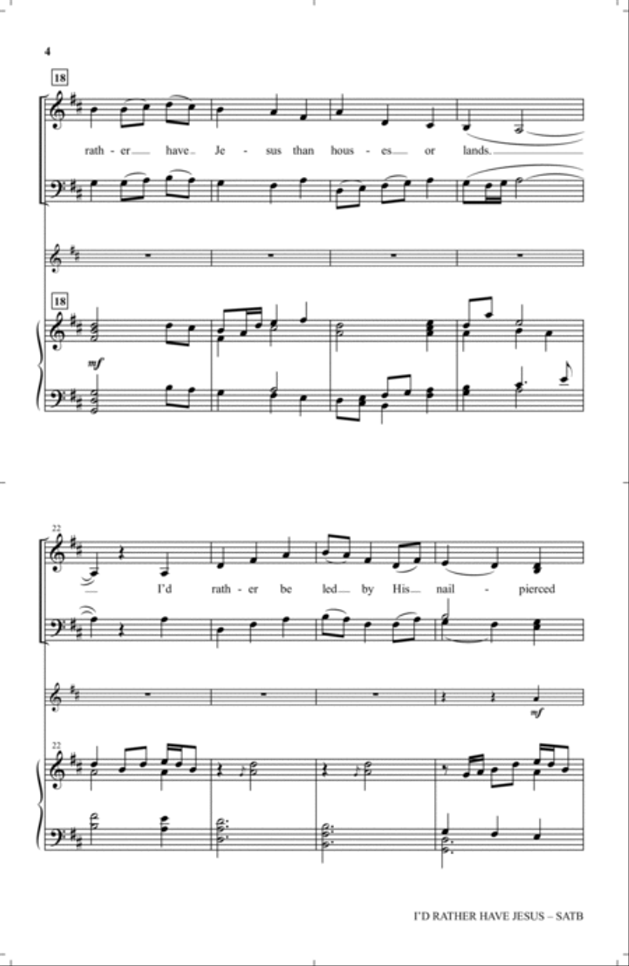 I'd Rather Have Jesus 4-Part scores gallery preview page 3