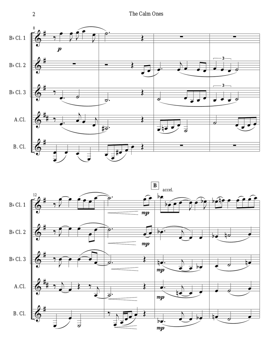The Calm Ones (in a Noisy World) for Clarinet Choir Clarinet Choir scores gallery preview page 2