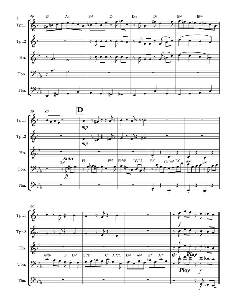 I Heard the Bells on Christmas Day (for Brass Quintet) Brass Quintet scores gallery preview page 5