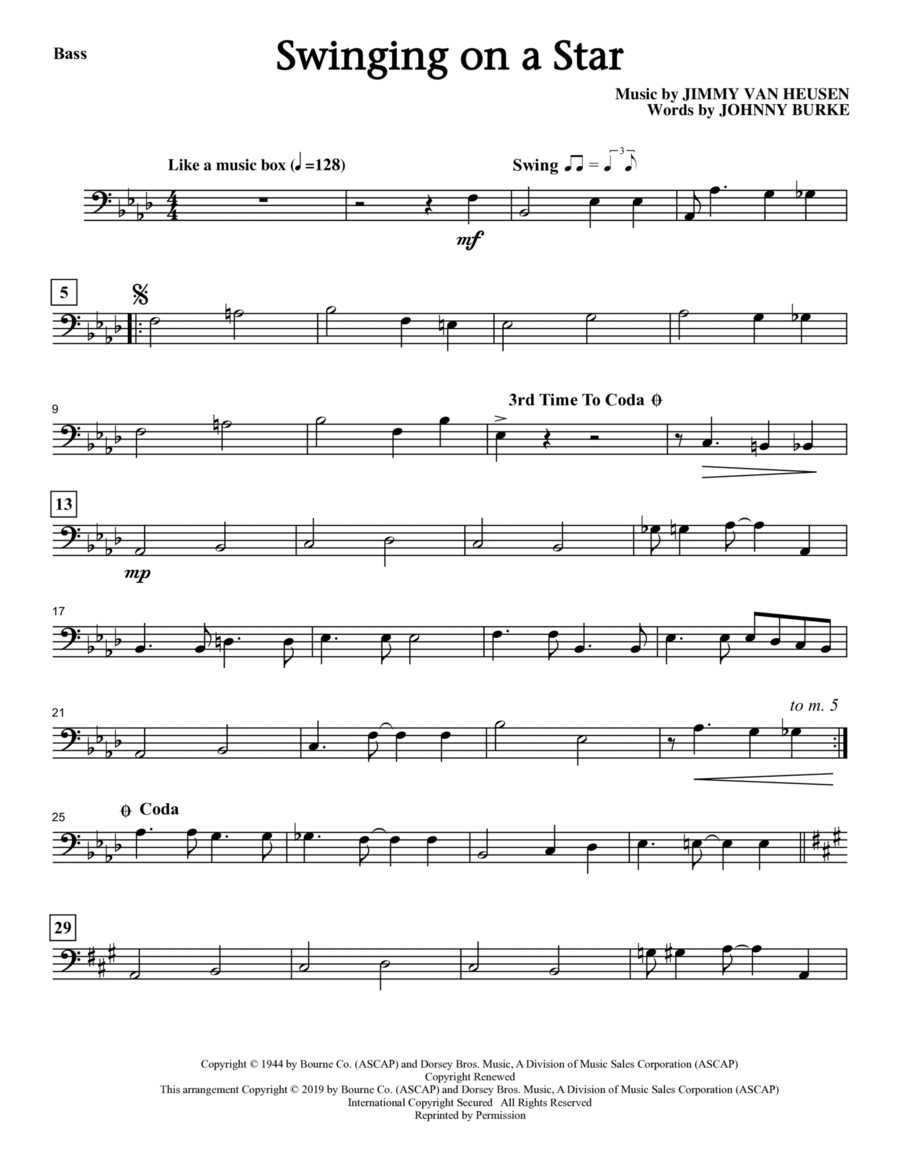 Swinging on a Star (arr. Greg Gilpin) - Bass Choir scores gallery preview page 1