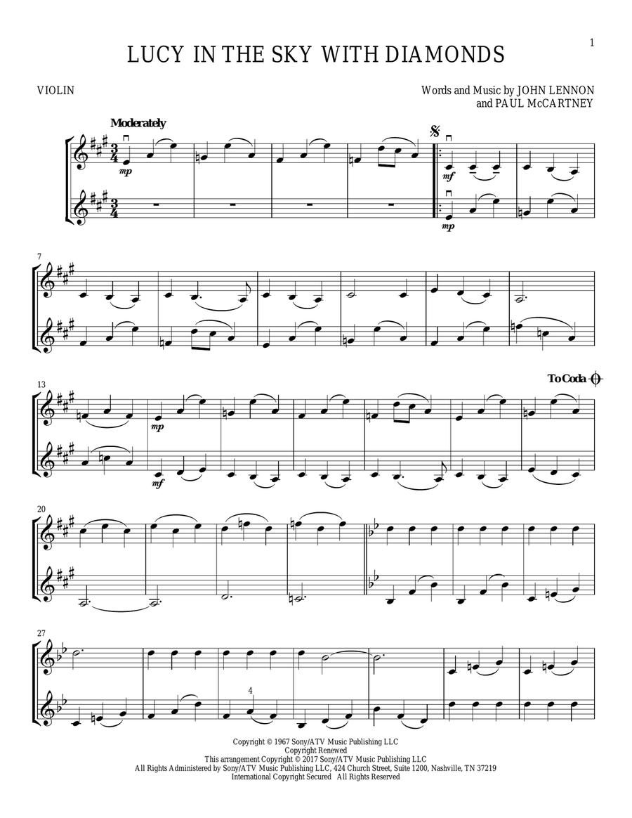 Lucy In The Sky With Diamonds String Duet scores gallery preview page 1