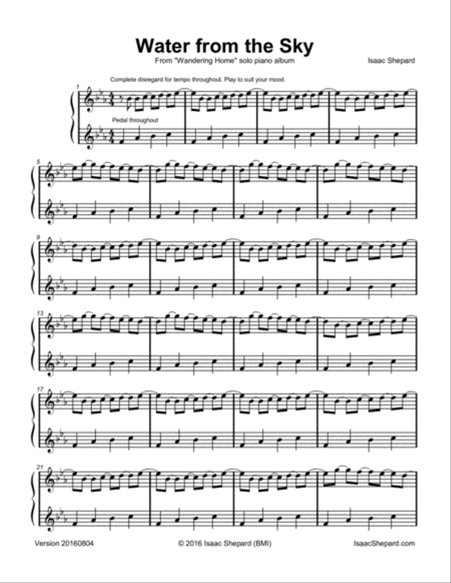 Water from the Sky Piano Solo scores gallery preview page 2