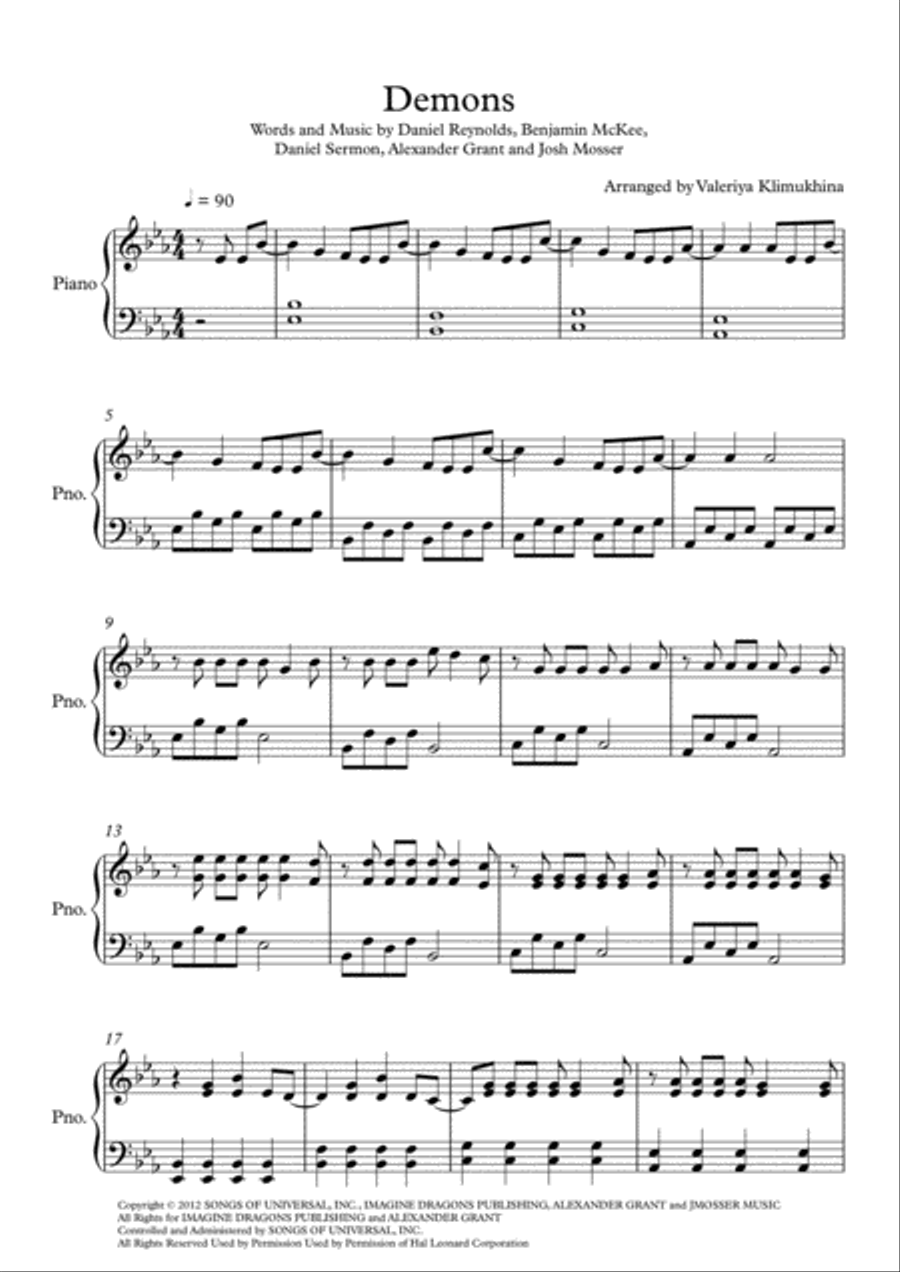 Demons Demons Easy Piano scores gallery preview page 2