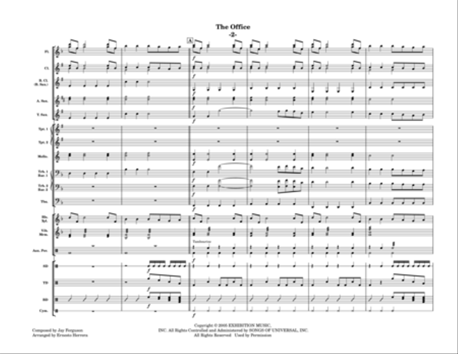 The Office - Theme - Score Only Marching Band scores gallery preview page 2