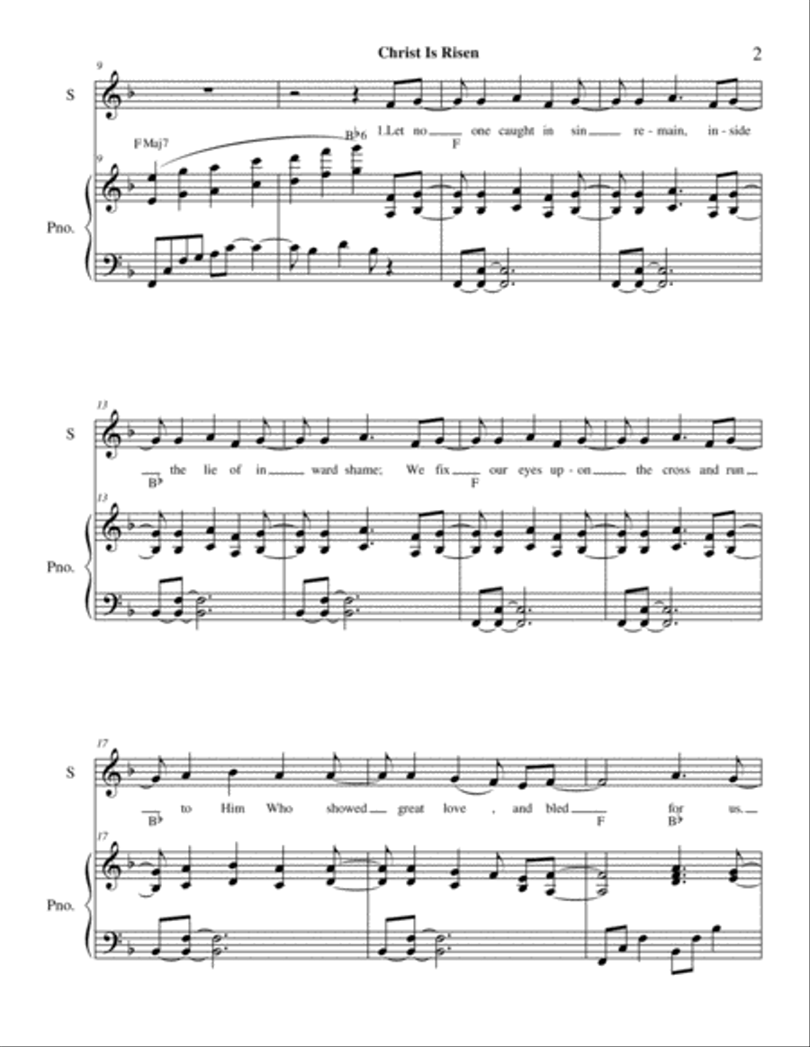Christ Is Risen Piano, Vocal, Guitar scores gallery preview page 3