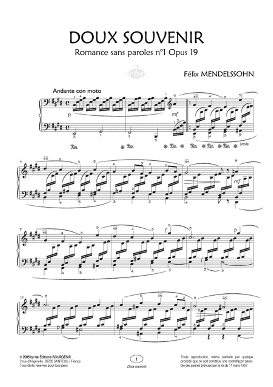 Doux souvenir n°1 Opus 19 (Collection Anacrouse) Piano Solo scores gallery preview page 2