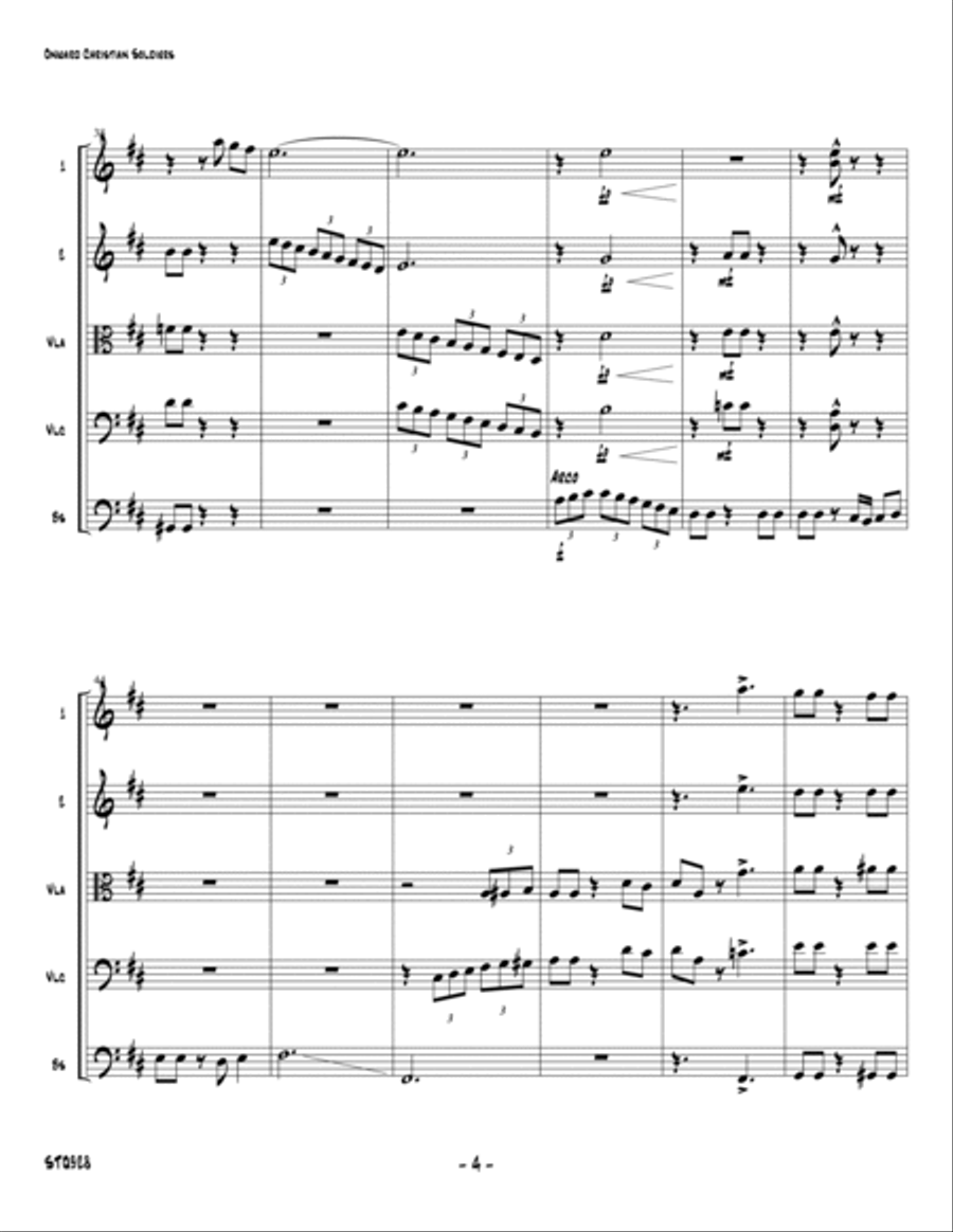 ONWARD CHRISTIAN SOLDIERS - STRING QUINTET (unaccompanied) - Swing style! A Cappella scores gallery preview page 4