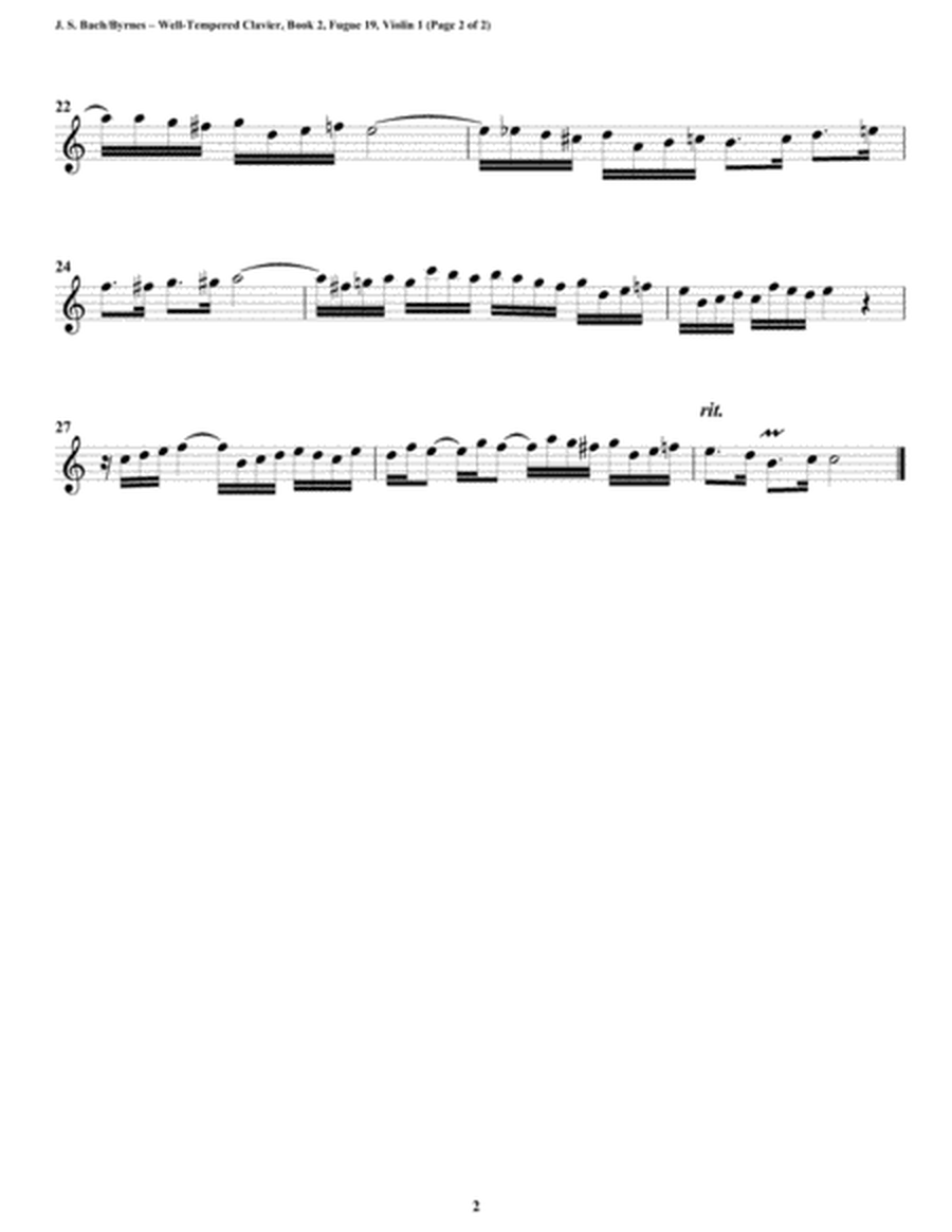 Fugue 19 from Well-Tempered Clavier, Book 2 (String Quartet) image number null