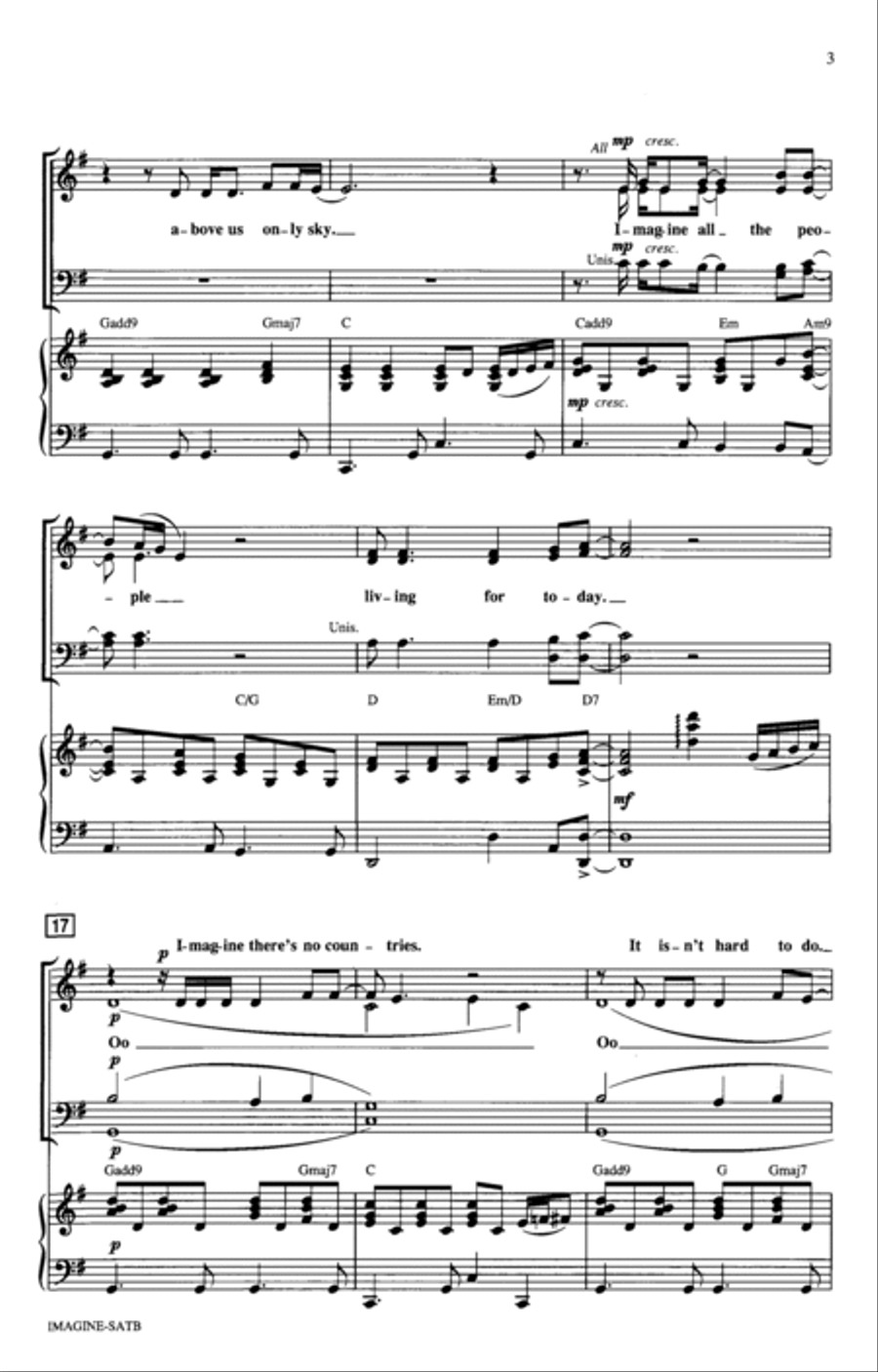 Imagine (arr. Mac Huff) 4-Part scores gallery preview page 2
