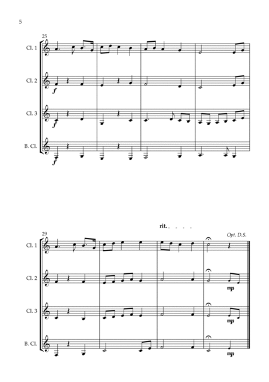 I Vow to Thee, My Country (Jupiter) - Clarinet Quartet Clarinet Quartet scores gallery preview page 6