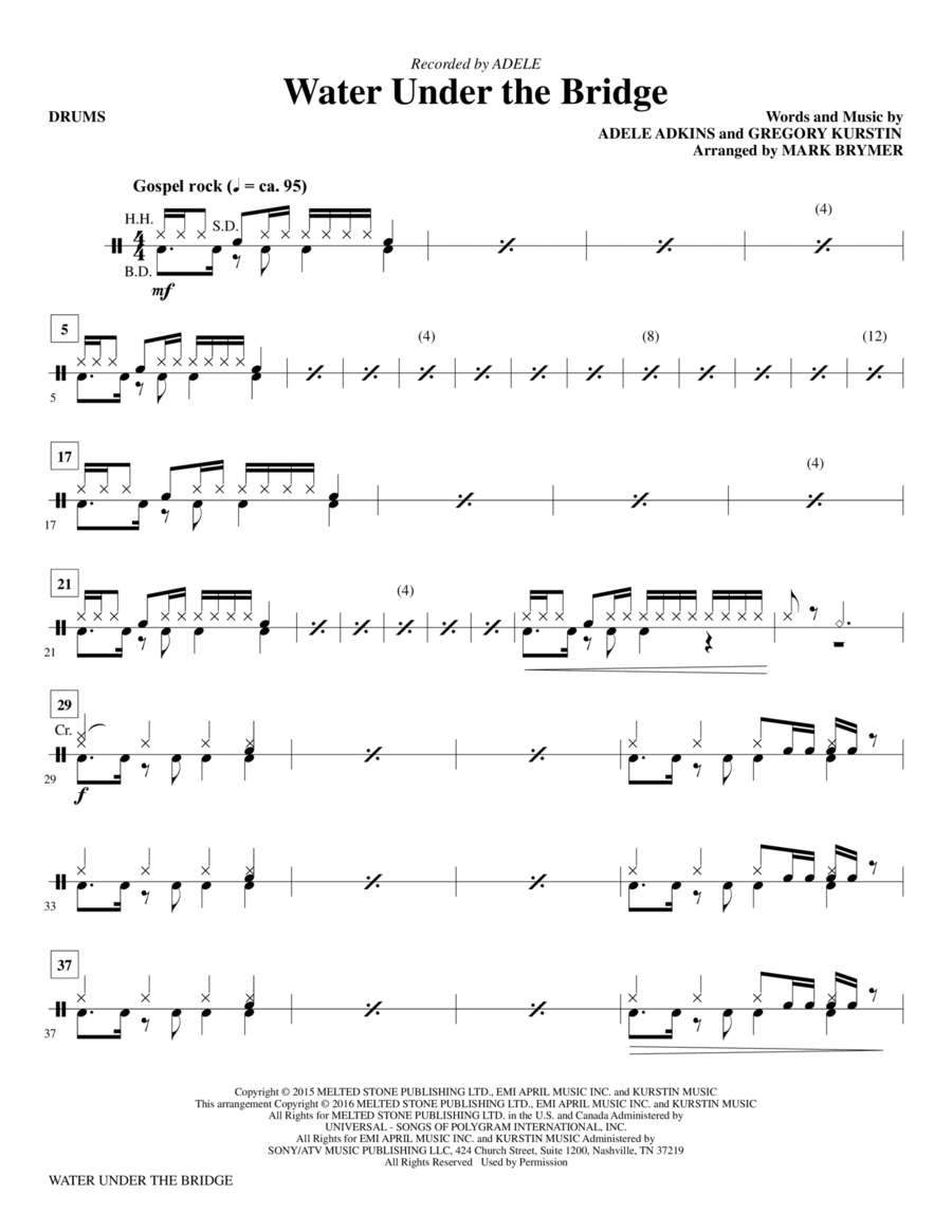 Water Under the Bridge - Drums Choir scores gallery preview page 1
